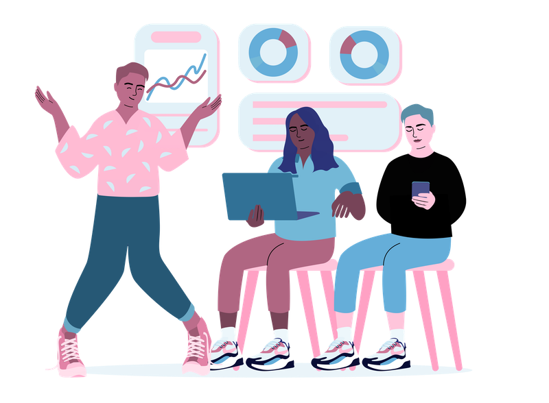 Illustration of a team brainstorming